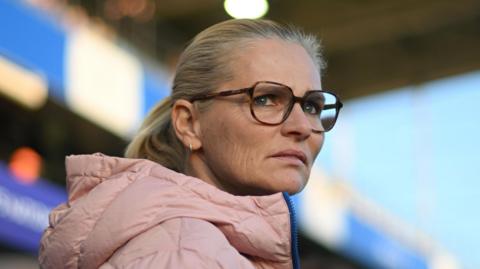 Sarina Wiegman looks on