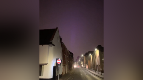 purple illuminations in the sky 