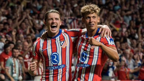 Conor Gallagher celebrates scoring for Atletico Madrid