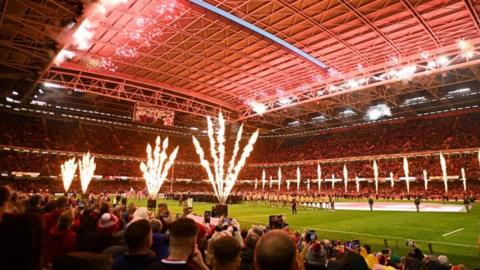 An image of the Principality Stadium with the roof closed