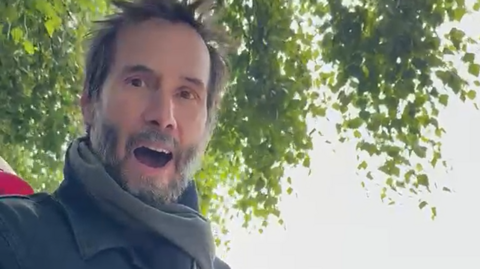 Keanu Reeves was visibly shocked at the speed of the TT riders