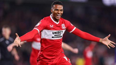 Morgan Whittaker celebrating scoring for Middlesbrough.