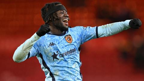 Hull match-winner Darko Gyabi celebrates