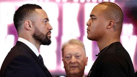 Joseph Parker faces off with Fabio Wardley at a news conference