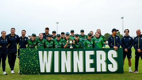 Ireland Women celebrate their 3-0 series win