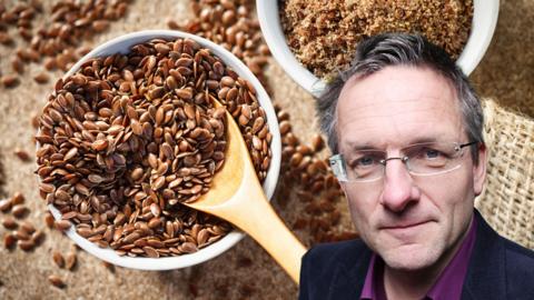 Michael Mosley with a bowl of flaxseed