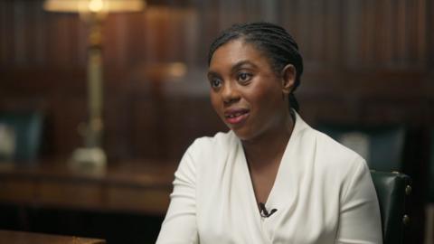 Close-up of Kemi Badenoch during sit-down interview