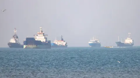 Vessels in the Strait of Hormuz near Bandar Abbas, Iran, May 4, 2026. Amirhosein Khorgooi/ISNA/WANA