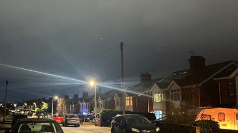 A street light in a residential street in Exeter