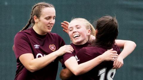 Hearts players celebrating