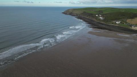 An aerial view of a beach 