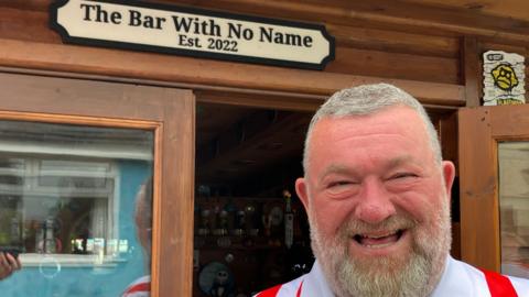 Sean Ruane pictured next to his shed/bar