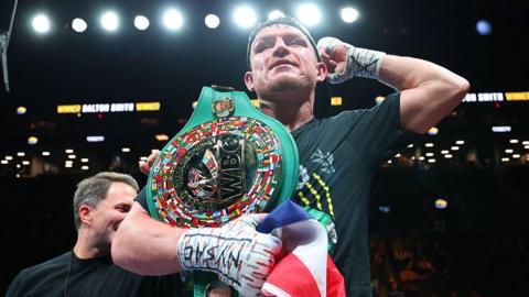 Dalton Smith celebrates after beating Subriel Matias in New York