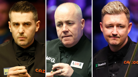 A split picture of Mark Selby, John Higgins and Kyren Wilson