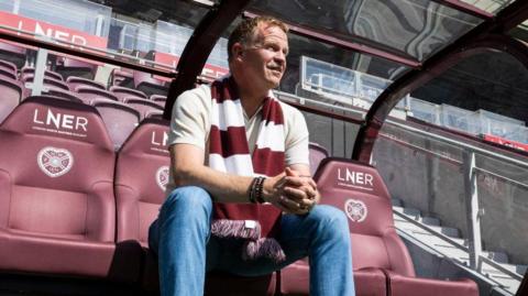  Wouter Vrancken is unveiled as the new Head Coach of Heart of Midlothian Football Club during a press conference at Tynecastle Park, on June 25, in Edinburgh, Scotland. 