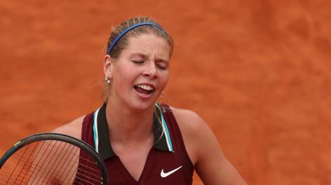 Hannah Klugman reacts during her French Open junior final defeat