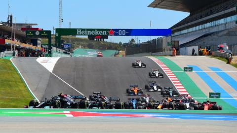 The start of the 2021 Portuguese Grand Prix at Portimao