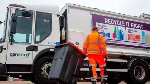 A bin collection lorry in Canterbury.