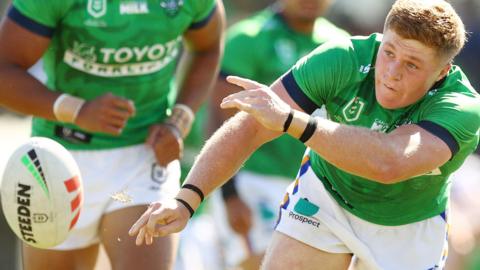 Zac Woolford in action for Canberra Raiders