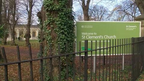 St Clement's Church entrance on an Autumnal day