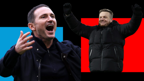 Coventry boss Frank Lampard and Middlesbrough counterpart Kim Hellberg celebrate wins for their teams