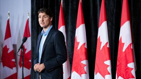 Justin Trudeau, Canada's prime minister, during a news conference at a cabinet retreat in Halifax, Nova Scotia, Canada, on Monday, Aug. 26, 2024.