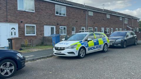 A police car in Mottram Close, Ipswich