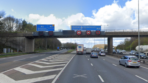 A google street view of the M25 junction with the M3