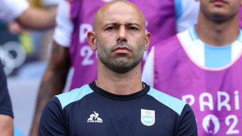 Javier Mascherano on the touchline during the Olympics