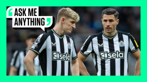 Anthony Gordon and Fabian Schar with an Ask Me Anything border around it