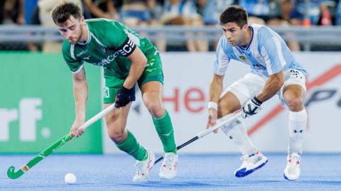 Kyle Marshall in action for Ireland against Argentina