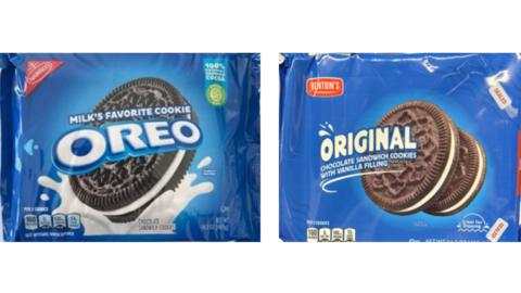 A picture of the Oreo biscuits and the Aldi biscuits side-by-side