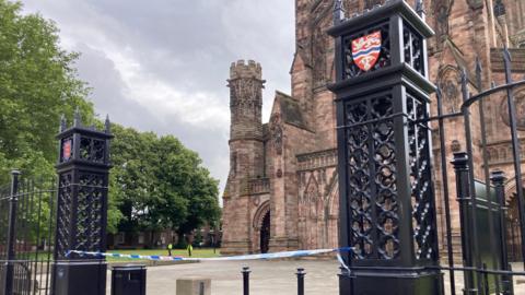 Police cordon in place at cathedral