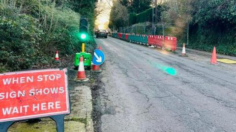 Roadworks at Uttoxeter Road, in Mickleover, Derby.