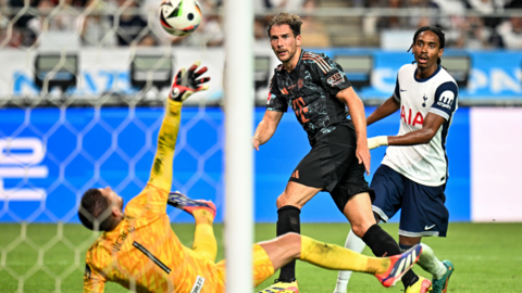 Bayern Munich score a goal against Tottenham