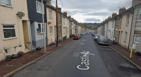 A google maps image of Castle Road in Chatham, Kent.