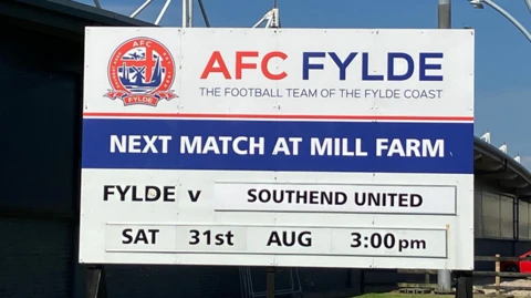 Sign outside Fylde's Mill Farm ground