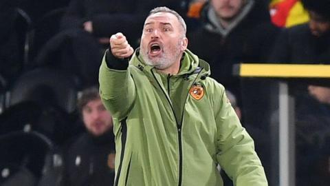 Former Hull City boss Tim Walter gestures from the touchline