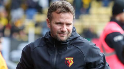 Former Watford boss Tom Cleverley during the 2-1 home defeat to Burnley in the Championship on 18 April