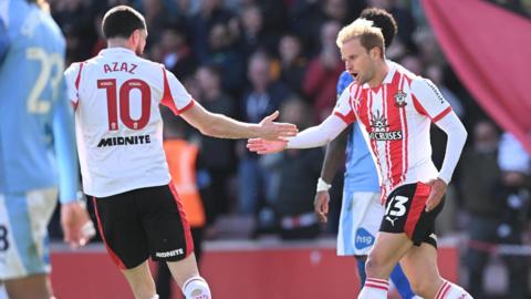 Southampton players celebrate a goal