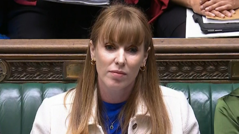 Angela Rayner sits on the green frontbench in the Commons