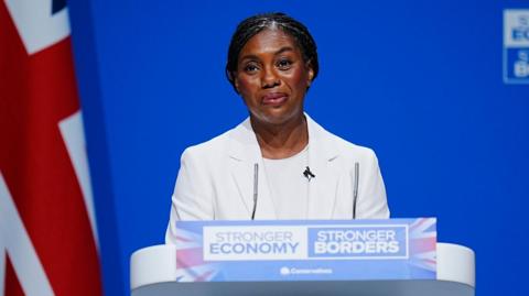 Conservative Party leader Kemi Badenoch speaks during the Conservative Party Conference at the Manchester Central Convention Complex. Picture date: Sunday October 5, 2025. PA Photo.