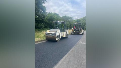 The A24 being resurfaced