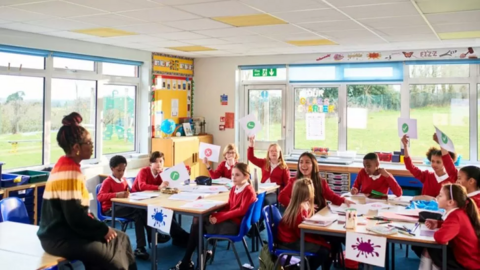 Primary school children in a classroom