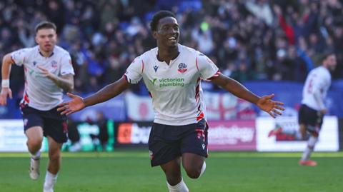 Amario Cozier-Duberry of Bolton Wanderers celebrates