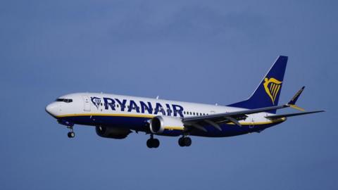 Ryanair passenger plane coming into land