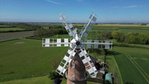 Windmill seen from a drone.