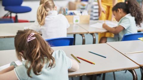 School children drawing 