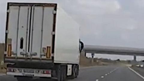 Lorry on an A-road.