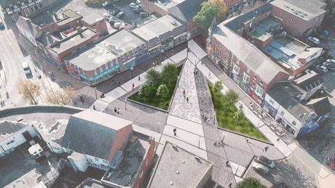 An aerial artist's impression of the plans